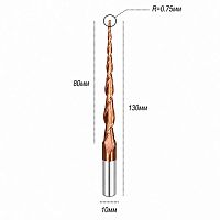 Фреза спиральная двухзаходная конусная сферическая NL2QX10.80.2